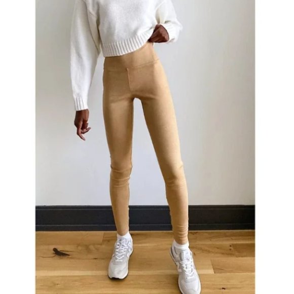 WILFRED Free Tan Colored Vegan Suede Leggings "Daria" - Picture 1 of 6